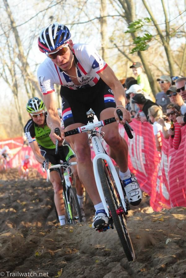 Jeremy Powers (Rapha Focus) with Trebon close behind