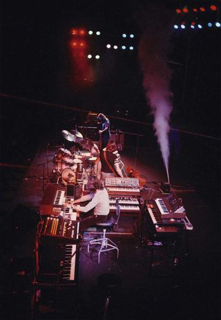 Pink Floyd onstage, shot from above