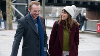 (L-R) Simon Pegg as Jack and Lake Bell as Nancy in Man Up