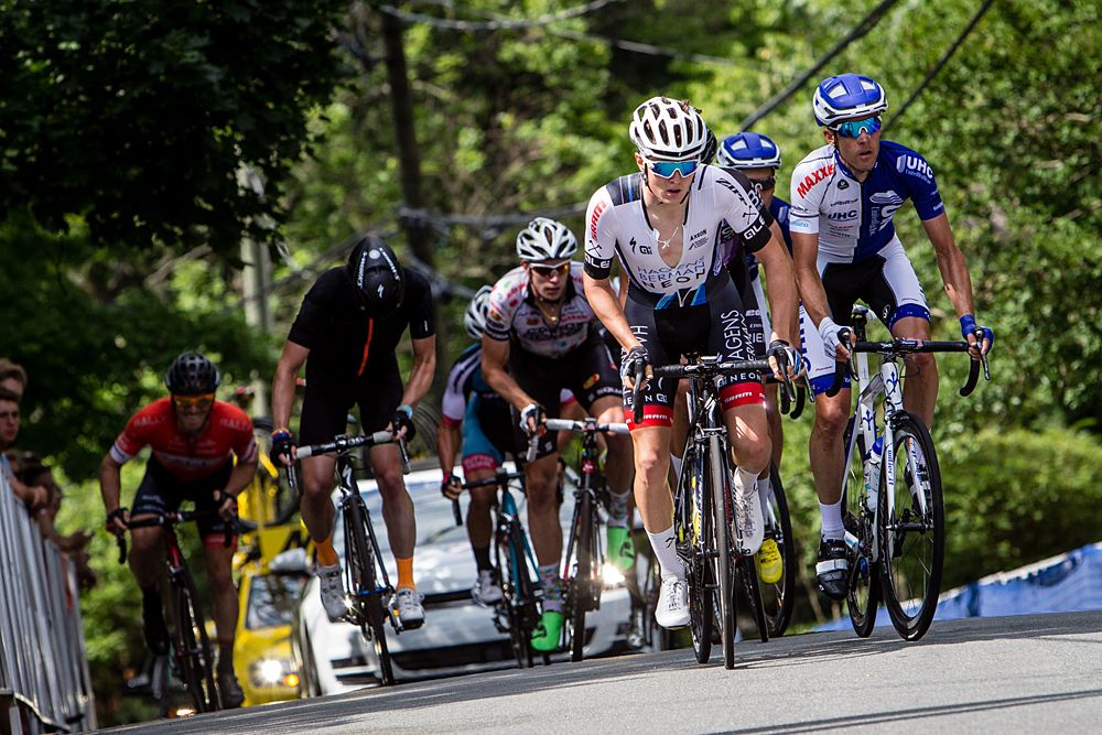 Greg Daniel (Axeon) leading the break into the final laps