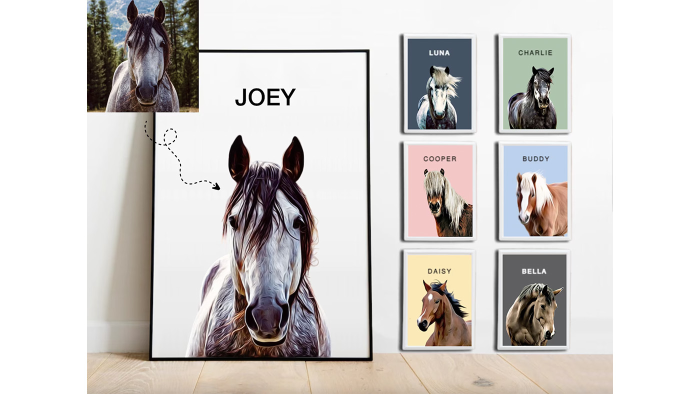 Custom horse portrait gift