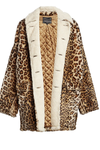 R13 Hunting Leopard Print Shearling-Lined Jacket