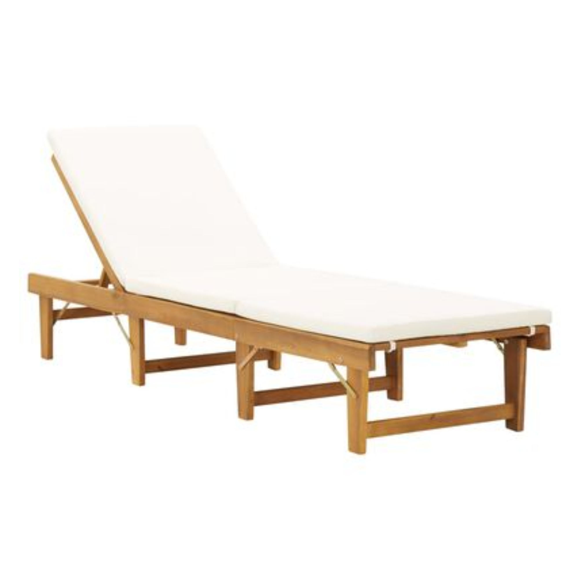 fold up lounge chair with white cushions