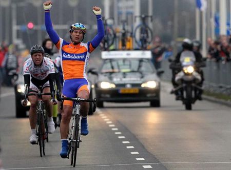 Barry Markus (Rabobank Continental) celebrates his victory at the Ster van Zwolle.