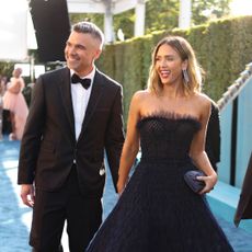 Jessica Alba and Cash Warren attend the 2022 Vanity Fair Oscar party