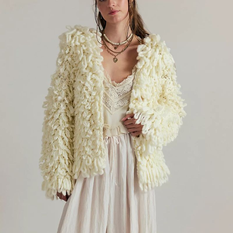 Nigel Preston Curled Wool Cardi on model 