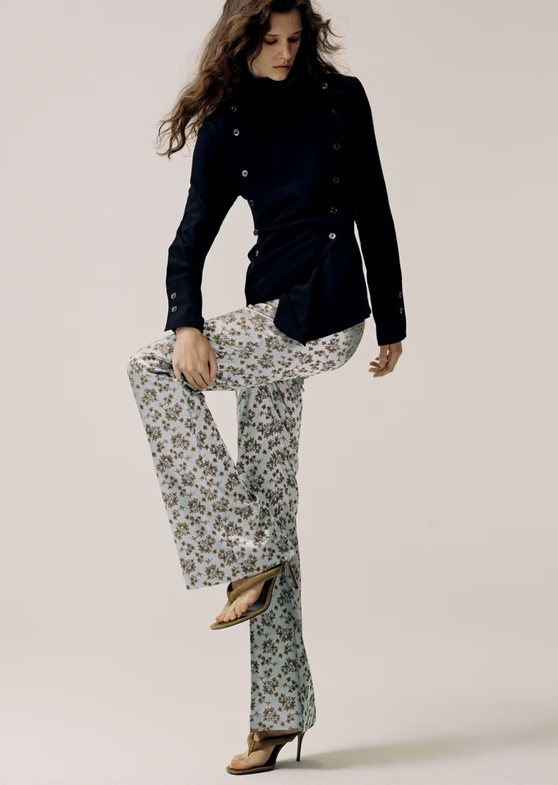 Mango Satin Jacquard Trousers