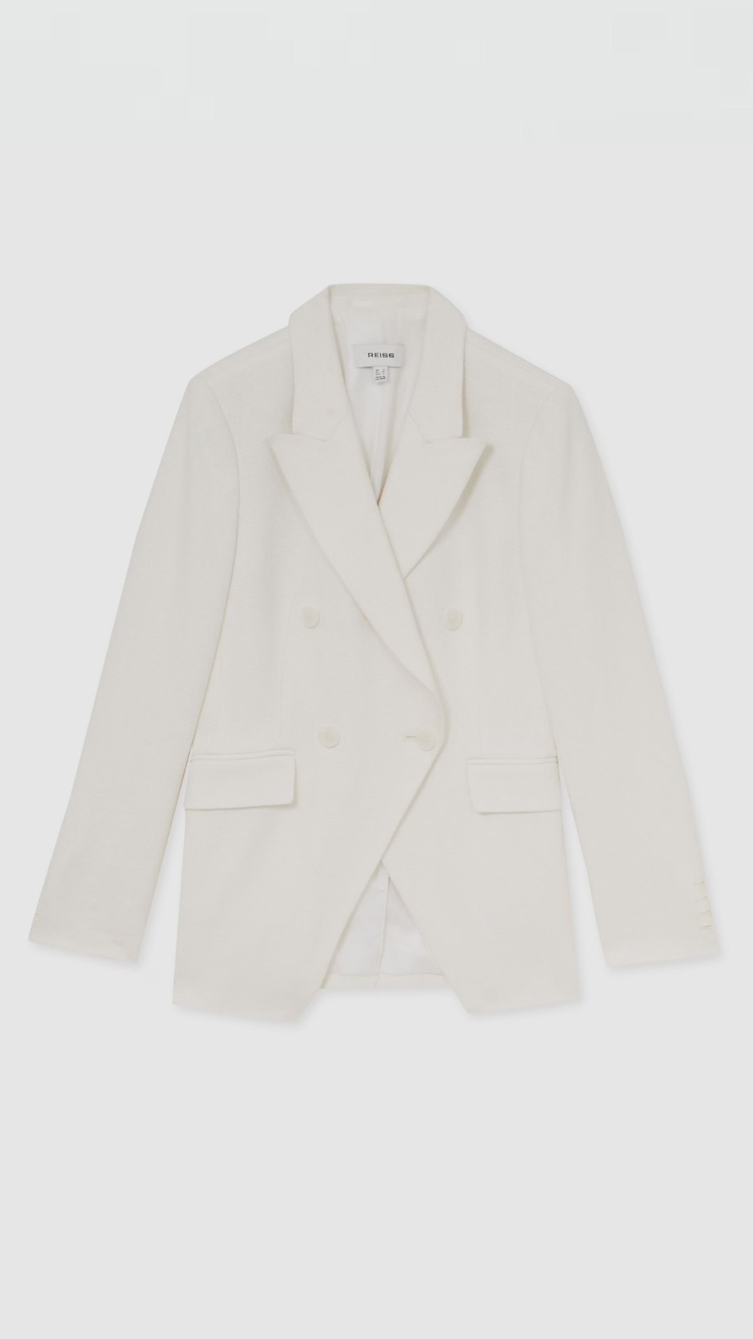 Reiss, Linen-Blend Double-Breasted Suit Jacket in White
