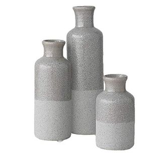 Sullivans Ceramic Gray Vase Set, Three (3) Grey Vases Home Décor, Gray Decorative Bottles, Gray Vases for Centerpieces Home Decoration Cm2859