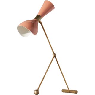 pink table lamp with brass base