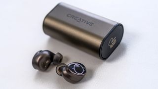 Creative Outlier Pro earbuds out of case.