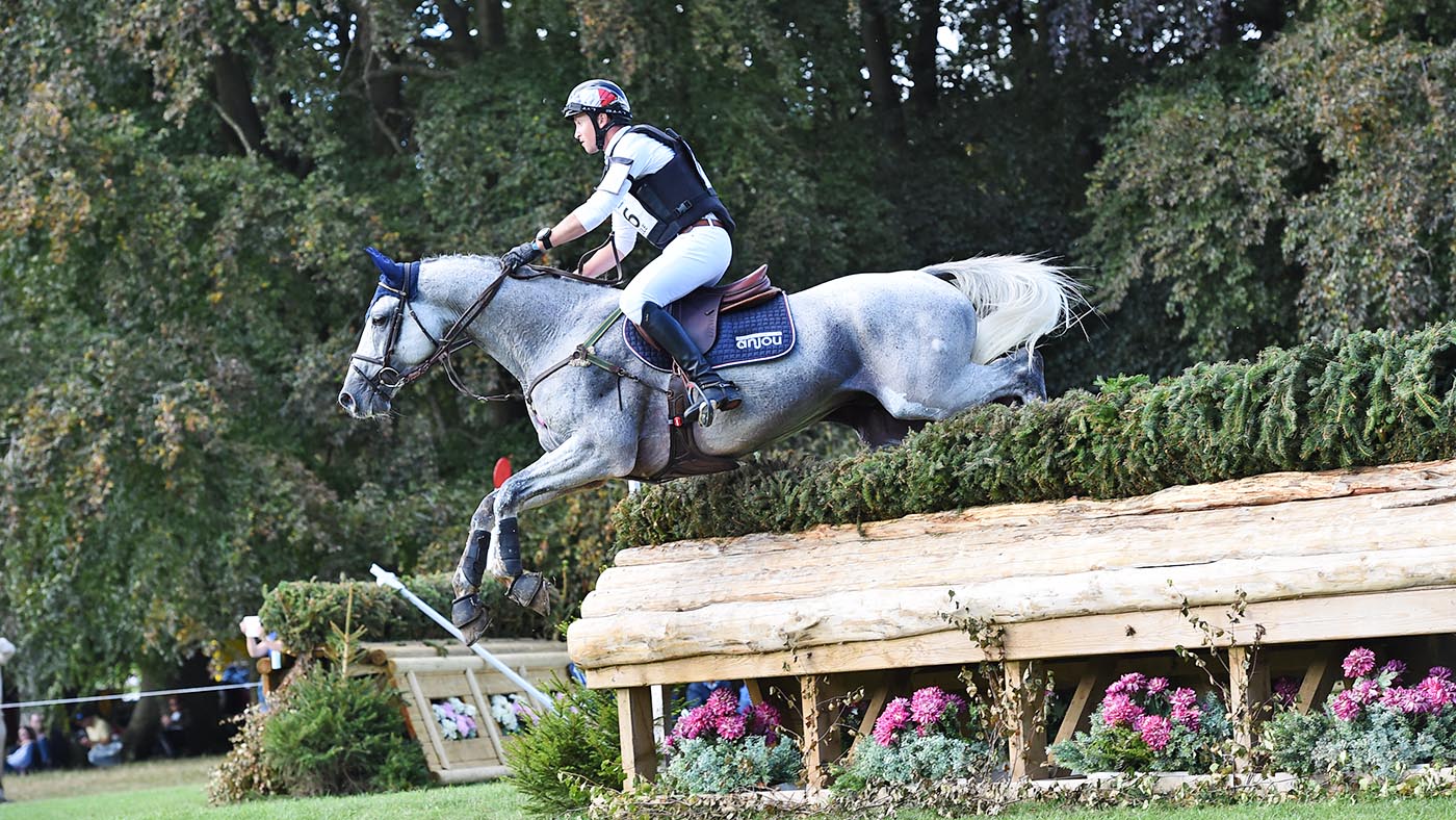 Thomas Carlile riding Upsilon during the Cross Country phase of the CIC***ERM at Blenheim Palace International Horse Trials in the grounds of Blenheim Palace near Oxford in Oxfordshire UK on 11th September 2016