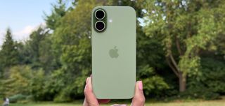 iPhone 17 in Sage green in the hand