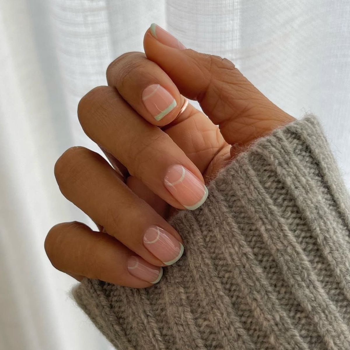 Matcha French-Tip Nails