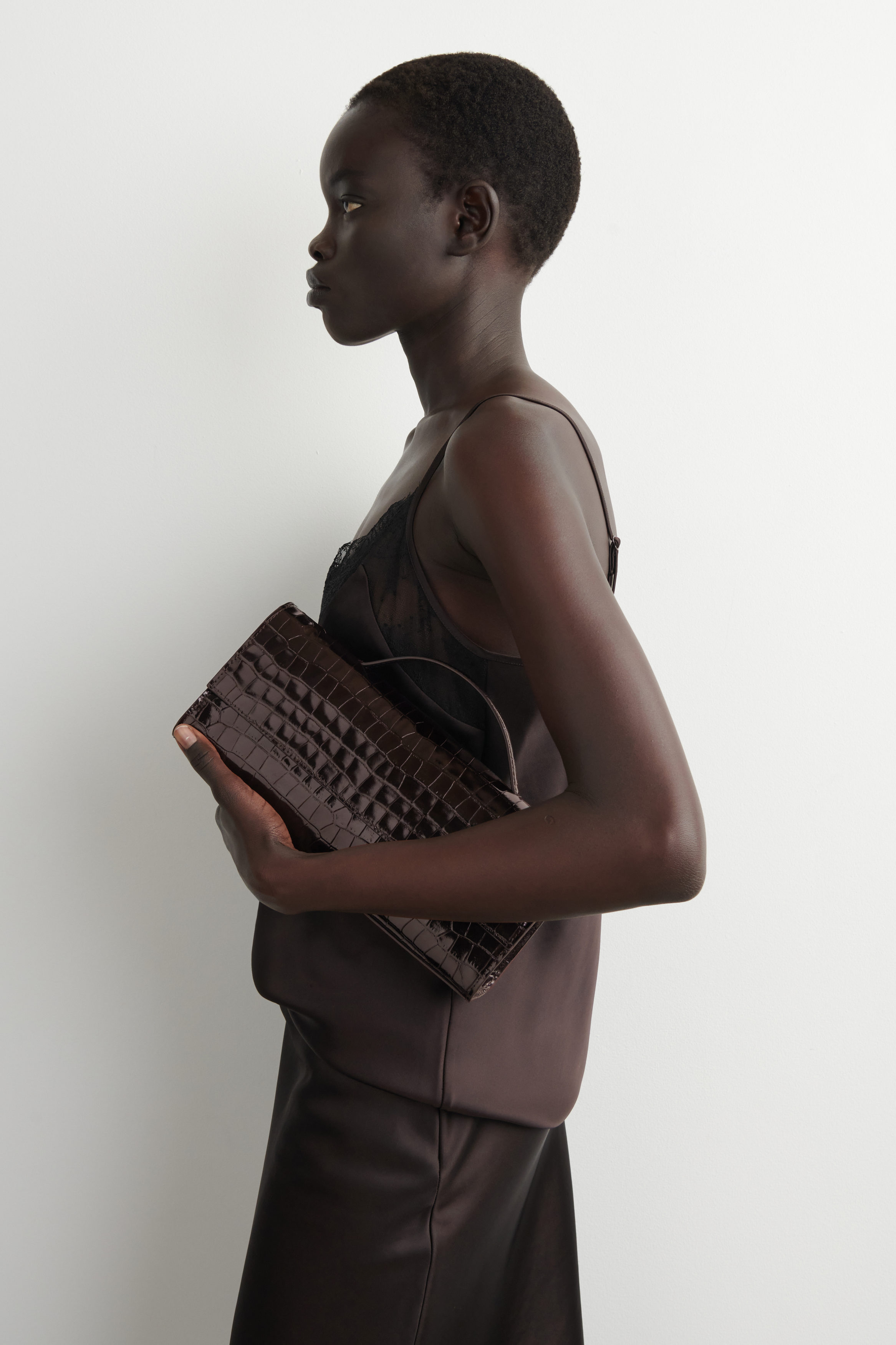 Gallery Clutch Bag - Croc-Effect Leather