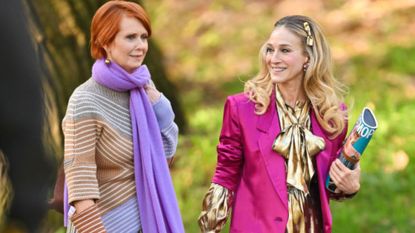 Sarah Jessica Parker and Cynthia Nixon on the set of And Just Like That 