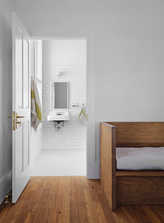 interior of Judd Foundation North Apartments in Marfa with timber furniture and domestic styling
