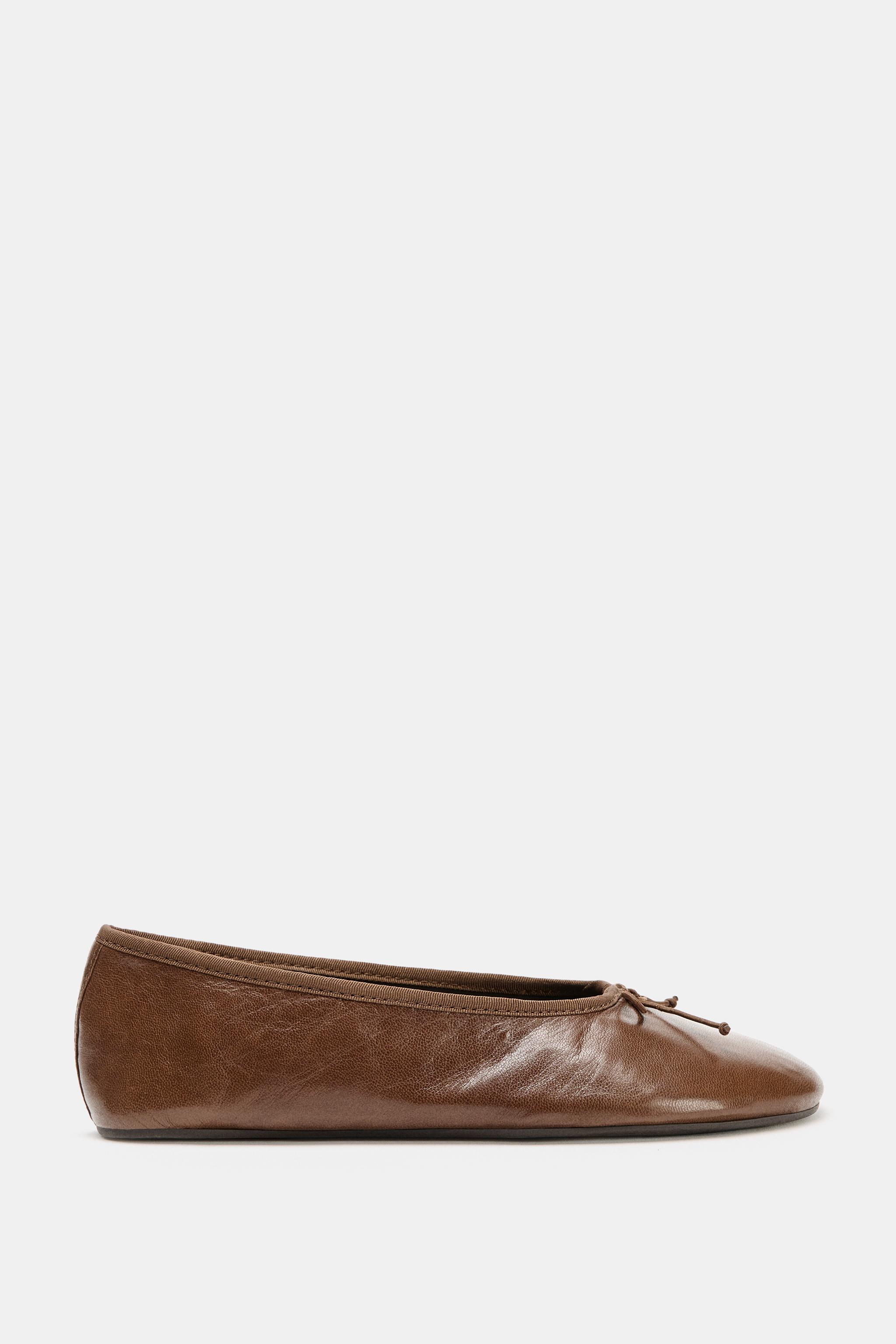 Leather Ballet Flats With Bow
