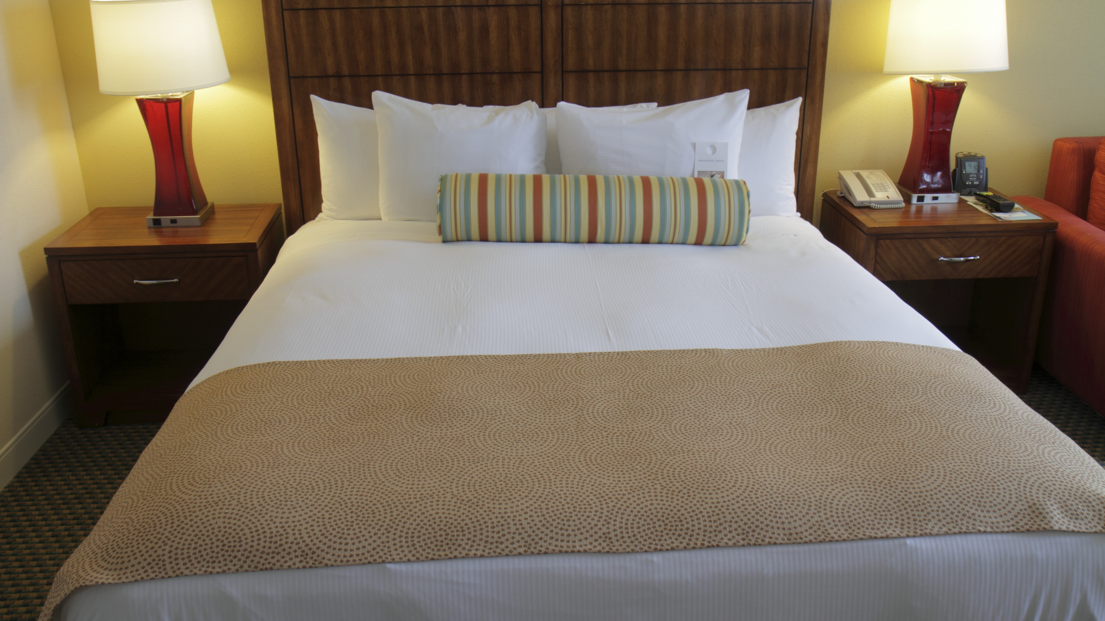 A Hilton Hotel bedroom in Miami, Florida.