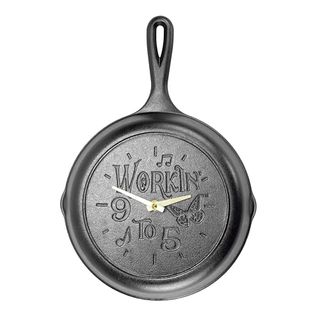 Lodge 9 Inch Skillet Clock Inspired by Dolly Parton Hit Song 9 to 5" - for Decorative Use Only - Hand Wash, Collector's Piece, 1 Aa Battery Required (not Included).