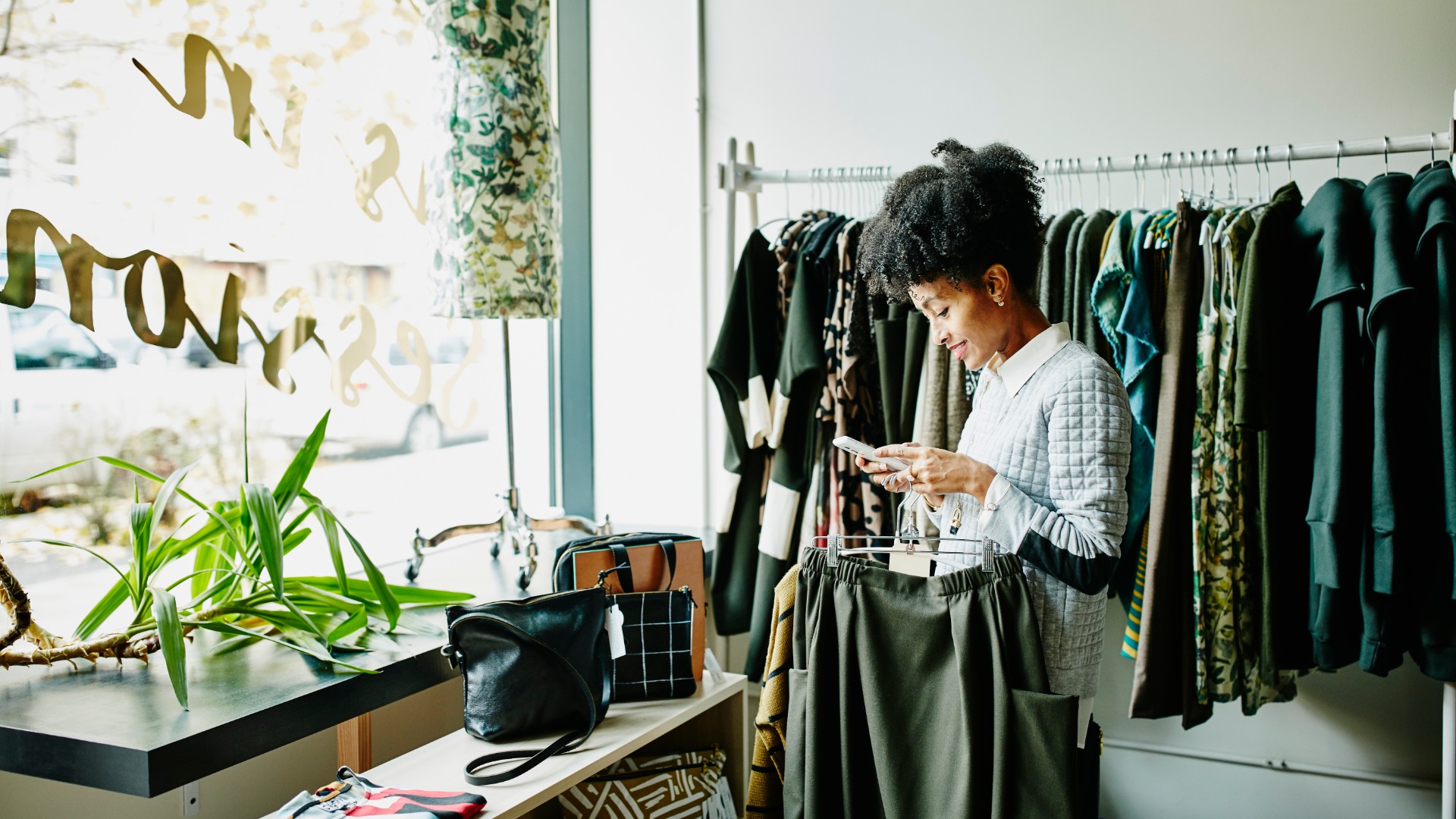 Woman shopping in clothing store
