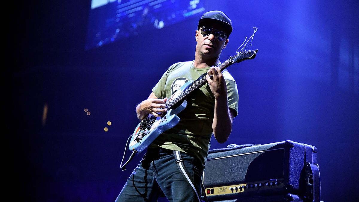 Tom Morello onstage in 2018