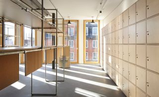 shelving and wooden lockers inside the bartlett school of architecture