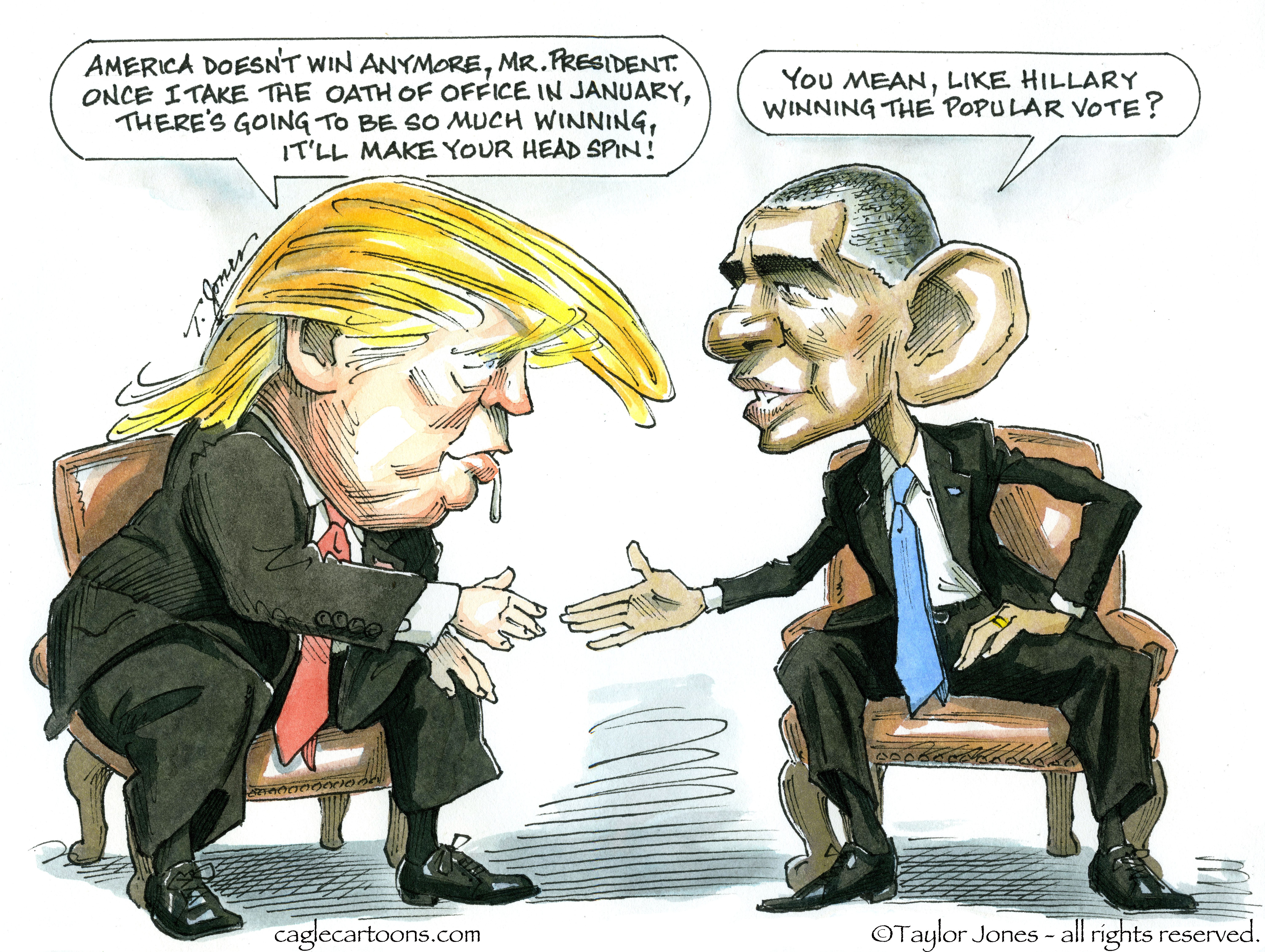 Political Cartoon U.S. Donald Trump monster truck Obama legacy