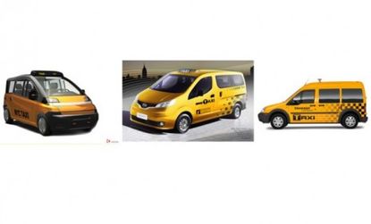 Three proposed NYC "Taxi of Tomorrow" designs.