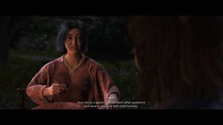 Assassin's Creed Shadows Naoe wearing red kosode in cutscene