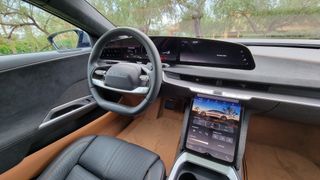 The multiple displays on the dash of the Lucid Air
