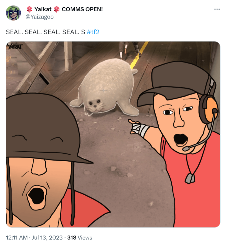 A tweet about the Team Fortress 2 seal.
