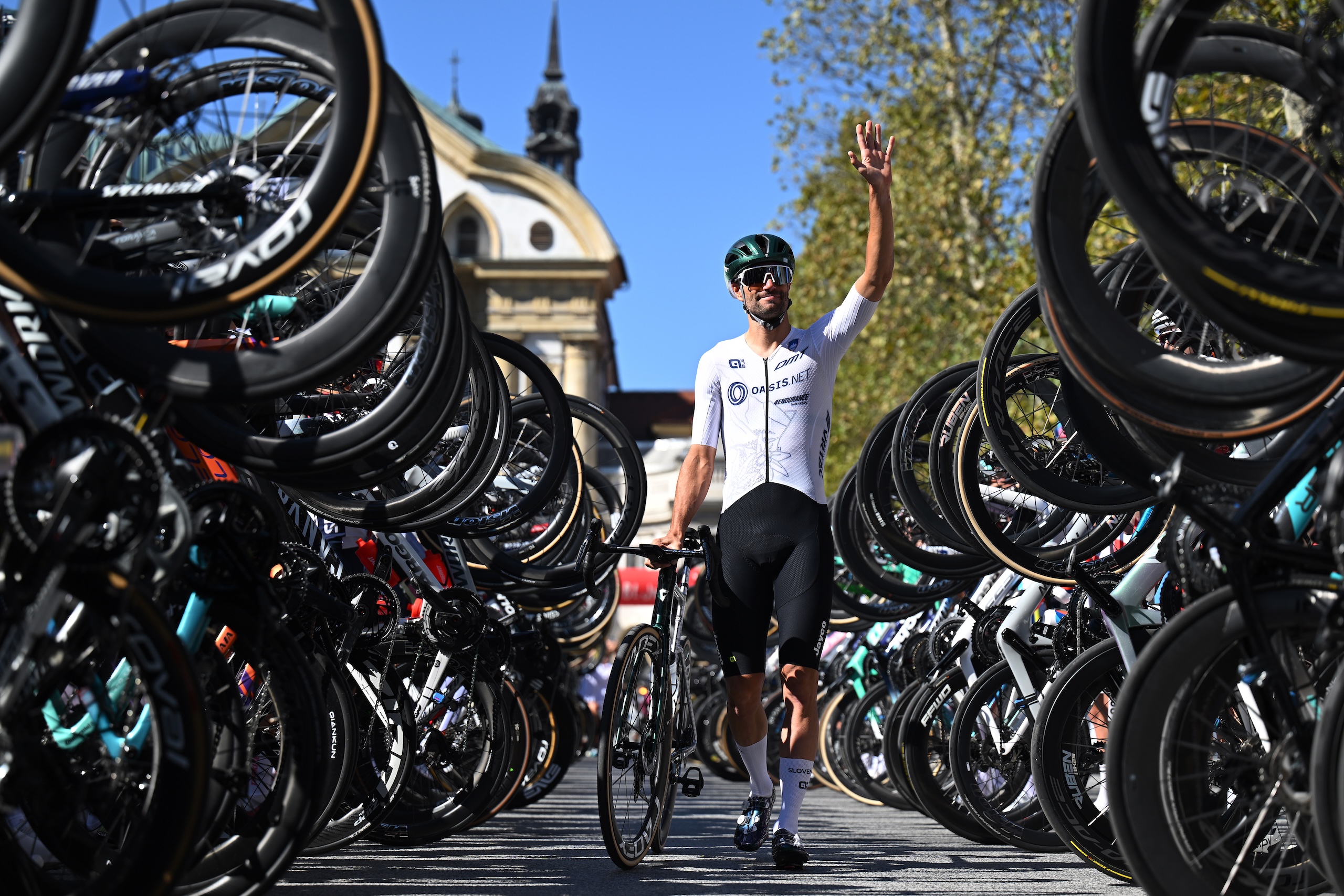Slovenian Luka Mezgec was honoured by the peloton on his last day as a professional cyclist before the 2026 UEC Road Cycling European Championships