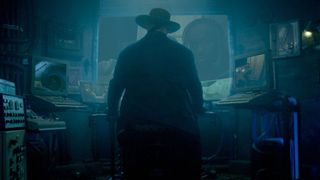 The Undertaker observes The New Day from a control room in Escape the Undertaker