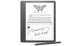 Amazon Kindle Scribe review: ereader on a white background with stylus
