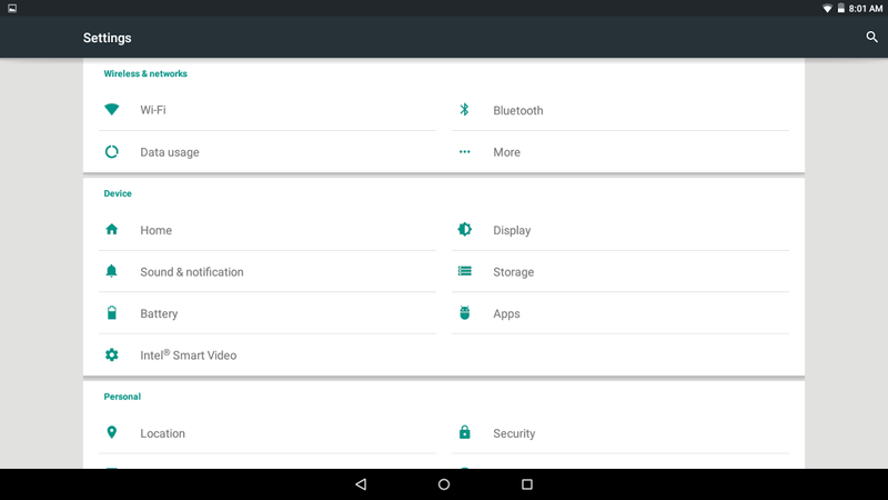 Nextbook Ares Settings