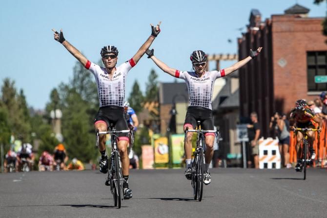 Joey Rosskoph (Hincapie) and teammate Oscar Clark for one and two.