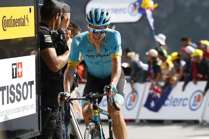Jakob Fuglsang (Astana) finishes stage 14 of the 2019 Tour de France on the Col du Tourmalet