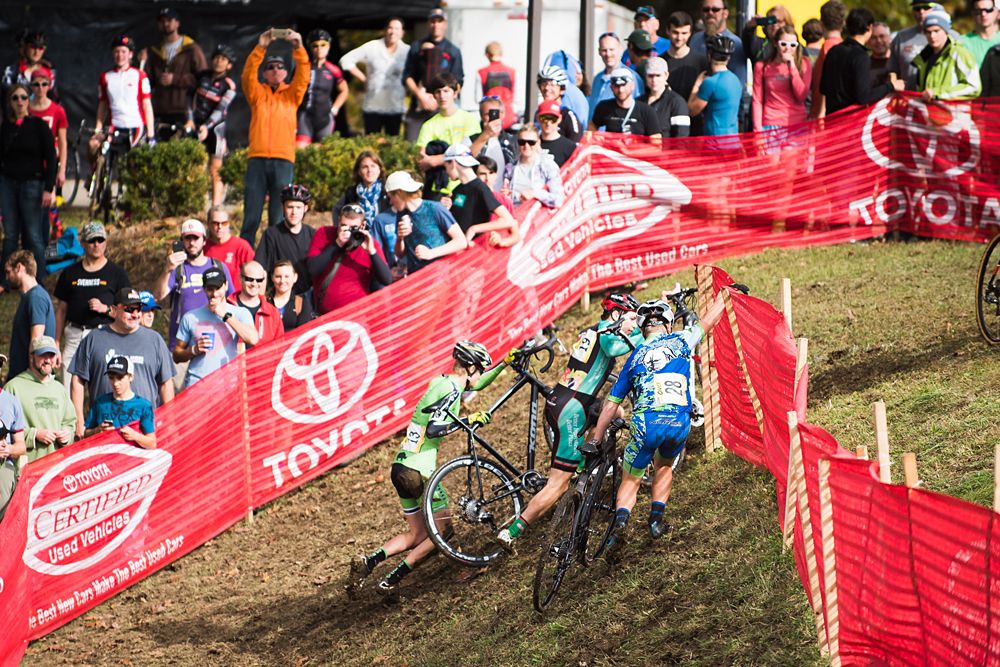 It's an uphill battle for many of the riders on the challenging section of the course.