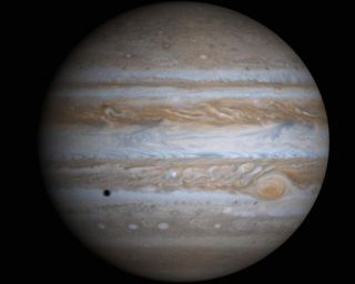 This true-color simulated view of Jupiter is composed of 4 images taken by NASA's Cassini spacecraft on December 7, 2000. The resolution is about 89 miles (144 kilometers) per pixel.