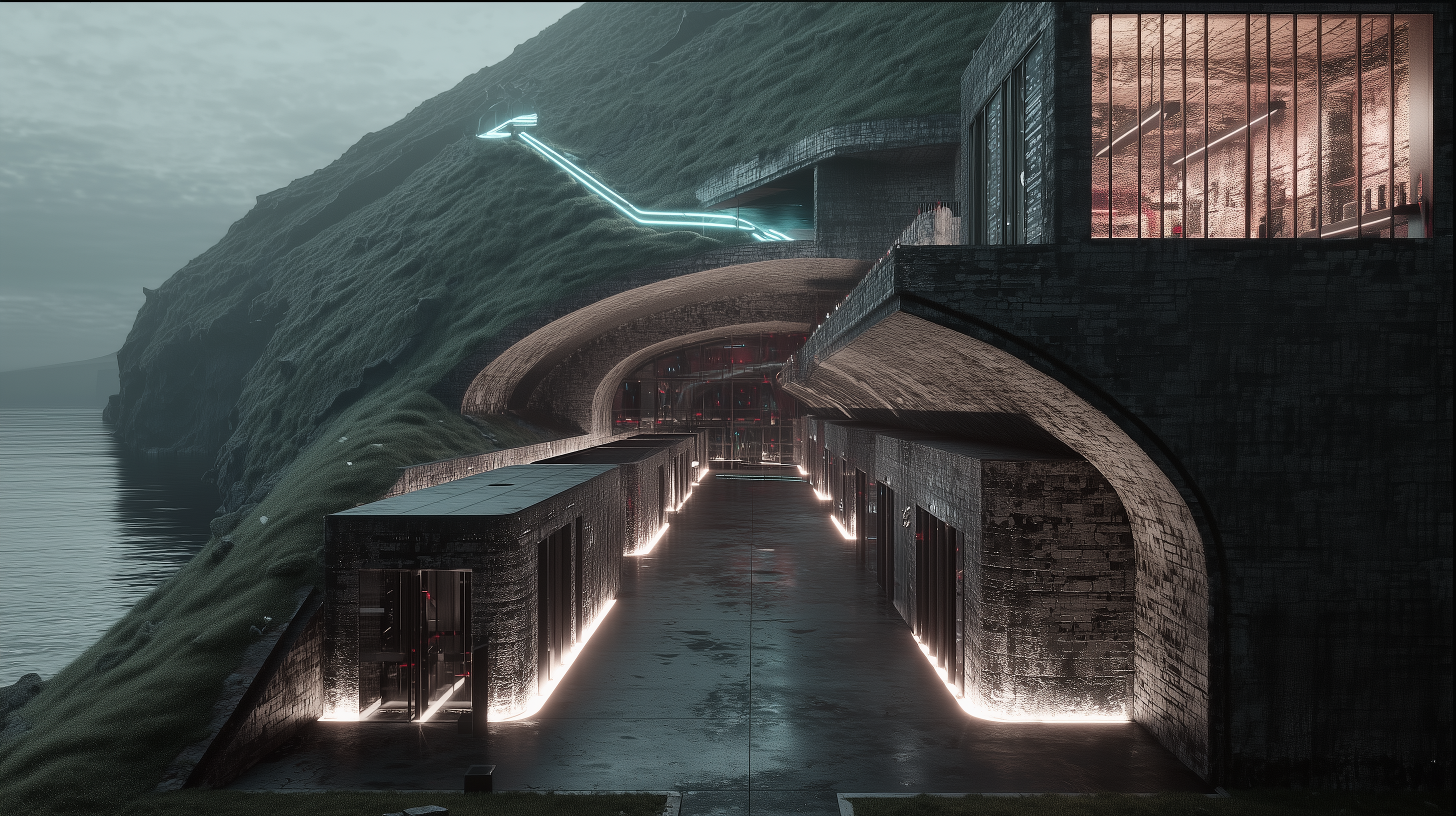 Concept image of a data center located in an underground bunker.