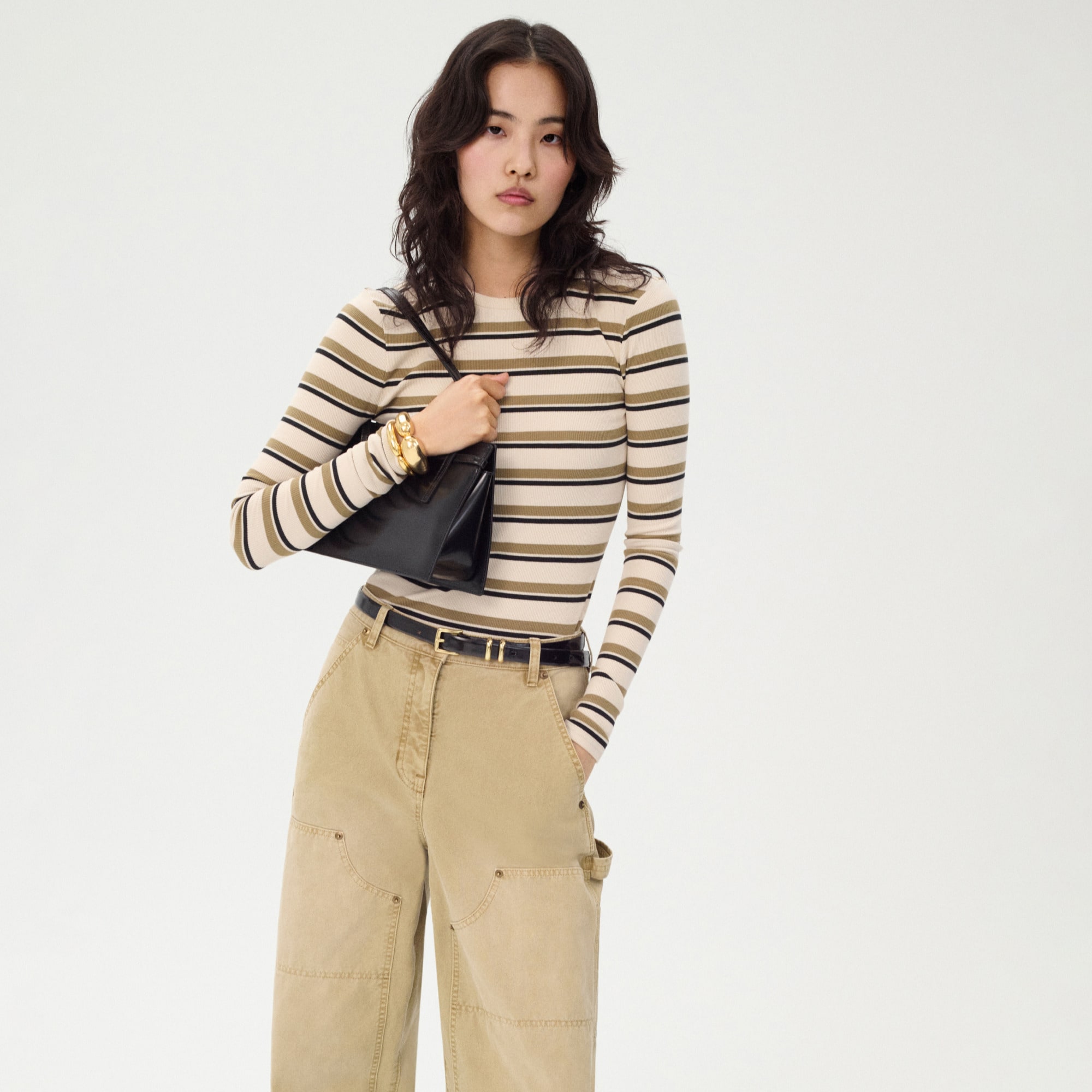 Perfect Rib Long-Sleeve T-Shirt in Stripe