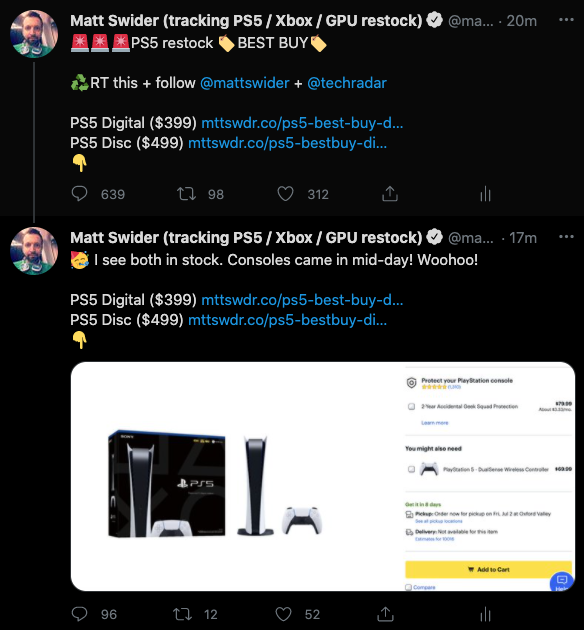 twitter ps5 restock alert