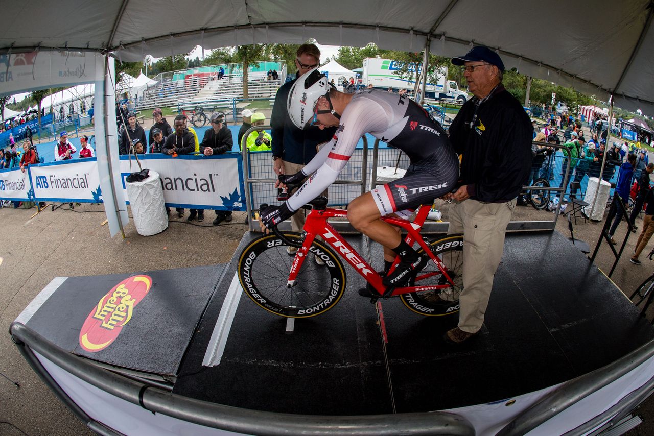 Peter Stetina (Trek-Segafredo) staged to start