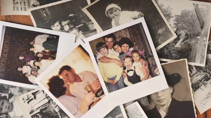 A pile of family photos