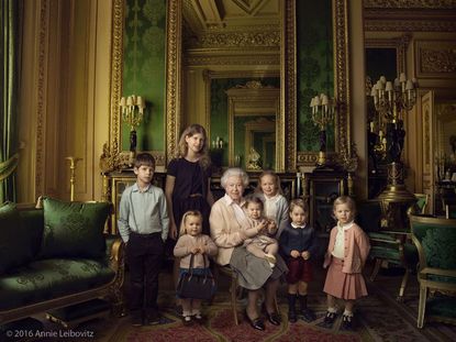 Queen Elizabeth with her great-grandchildren and two youngest grandchildren.