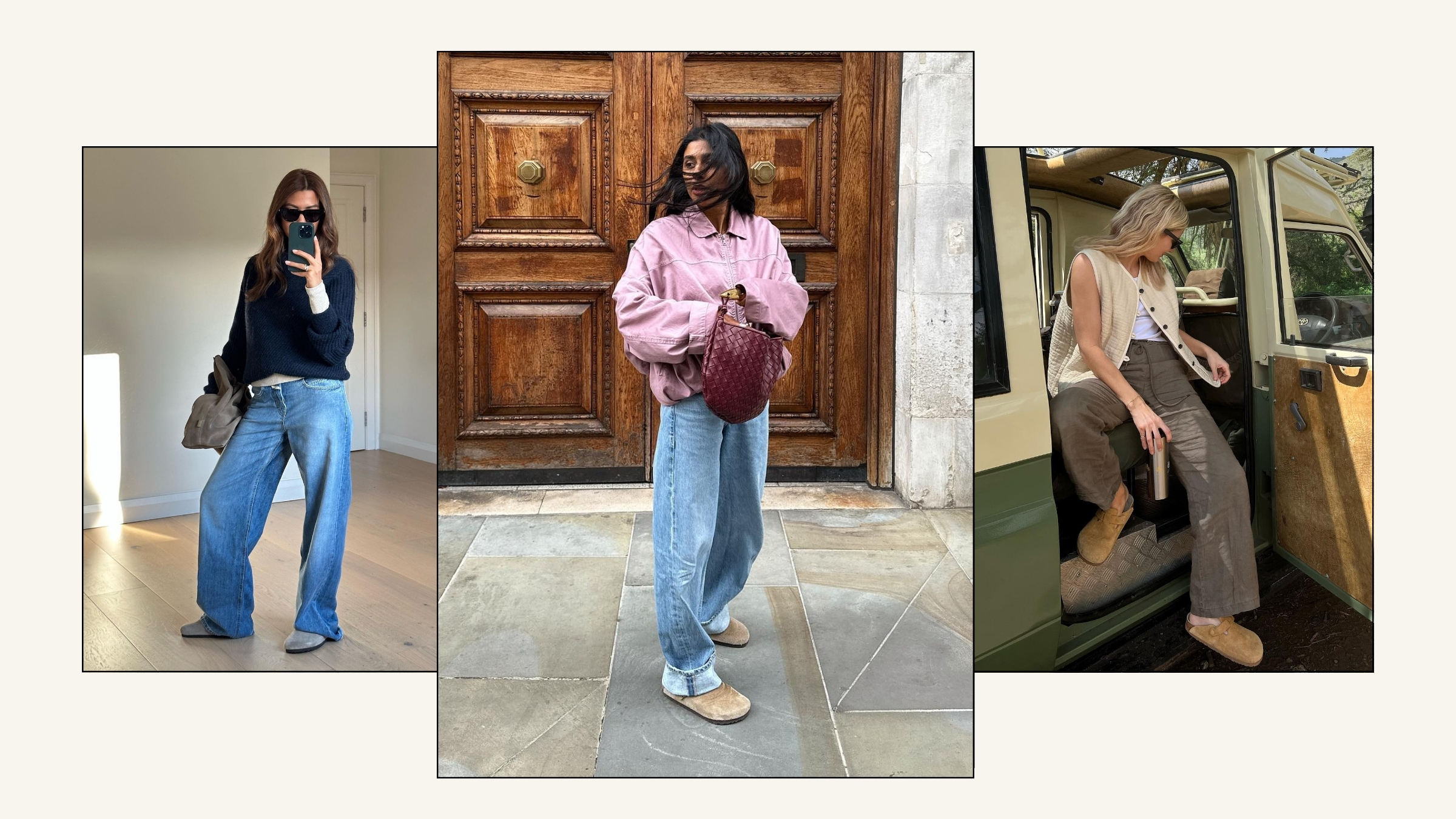 Marianne Smyth, Monikh, Lucy Williams wearing Birkenstock Boston clogs.