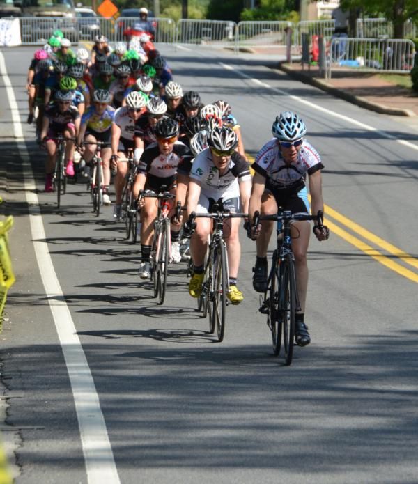 The Women's field is strung out on the back side of the course.