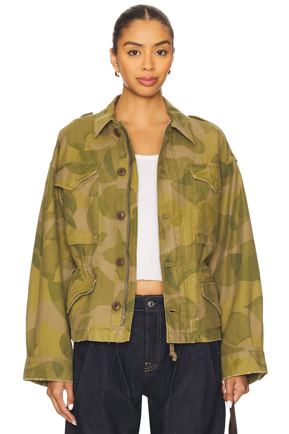 Printed Cropped Field Jacket