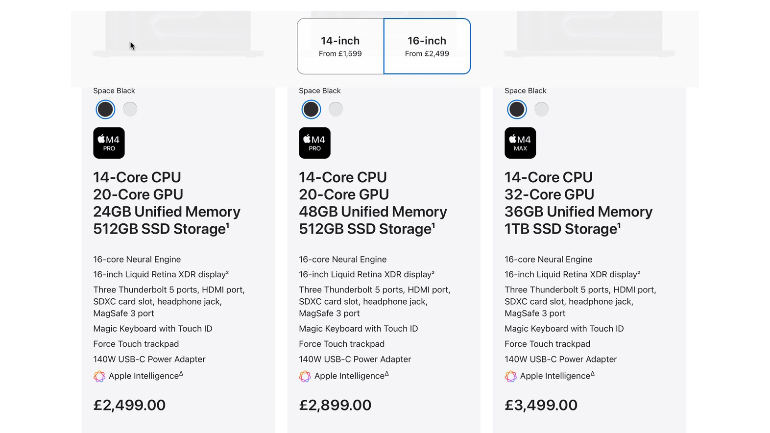 Three screenshots taken of the basket stage of buying a MacBook Pro from Apple.